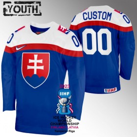 Maillot de Hockey Slovaquie Personnaliser IIHF World Championship 2023 Bleu - Enfant
